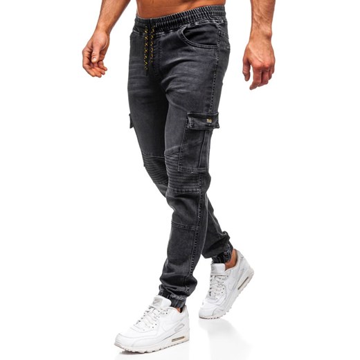 Spodnie jeansowe joggery męskie czarne Denley HY622 Denley  L okazyjna cena  