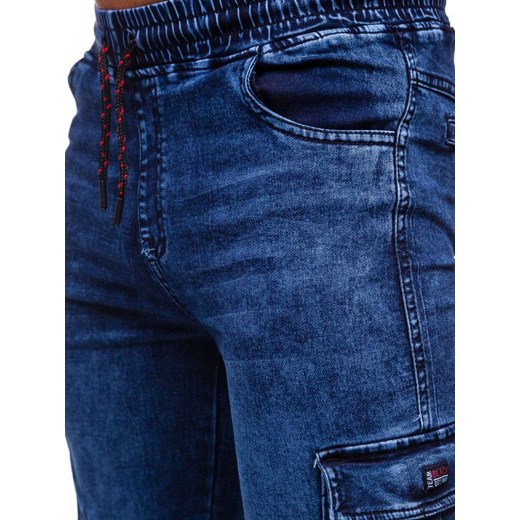 Spodnie jeansowe joggery męskie granatowe Denley HY622  Denley M wyprzedaż  