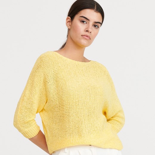 Reserved - Sweter z dekoltem w łódkę - Żółty  Reserved L 