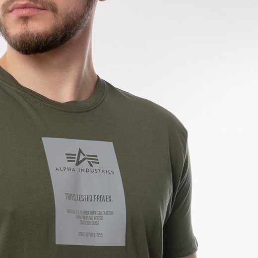 Alpha Industries t-shirt męski zielony z krótkimi rękawami 