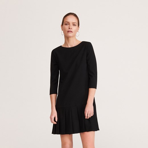 Reserved - Dzianinowa sukienka mini - Czarny  Reserved L 