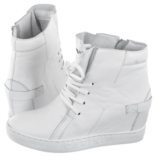 Buty sportowe damskie Carinii sneakersy białe bez wzorów skórzane sznurowane 