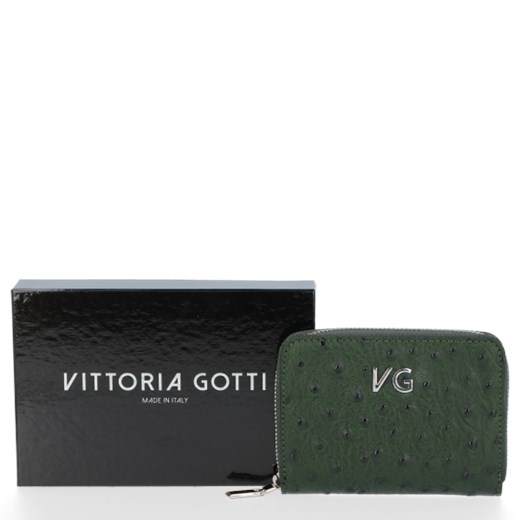 Włoskie Skórzane Portfele Damskie w modny wzór strusia renomowanej firmy Vittoria Gotti PaniTorbalska