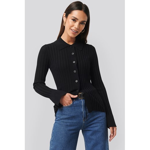 NA-KD Trend Ribbed Buttoned Knitted Sweater - Black NA-KD Trend  S NA-KD