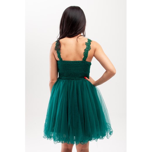 Sukienka z cyrkoniową koronką Zielona   S/M Butik Ecru