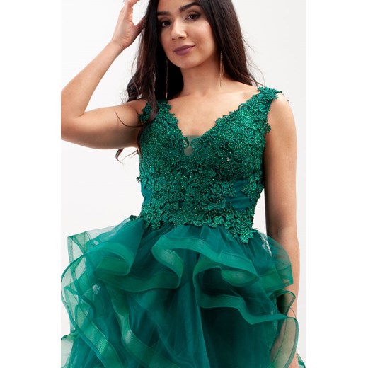 Sukienka z usztywniającą taśmą Zielona   L Butik Ecru
