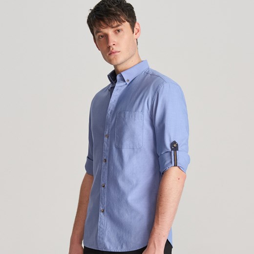 Koszula męska Reserved niebieska bez wzorów 