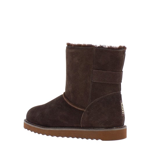 Śniegowce damskie Gooce na płaskiej podeszwie brązowe bez zapięcia casual skórzane 