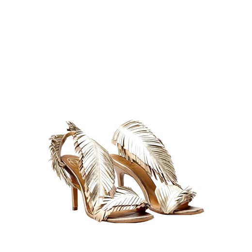 Skórzane sandały w kolorze srebrno-złotym