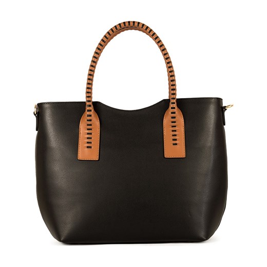 Skórzany shopper bag w kolorze czarnym - 45 x 30 x 15 cm