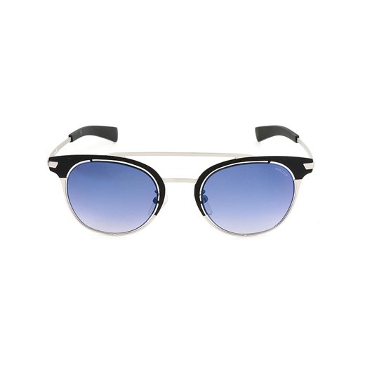 Męskie okulary przeciwsłoneczne w kolorze czarno-srebrno-niebieskim