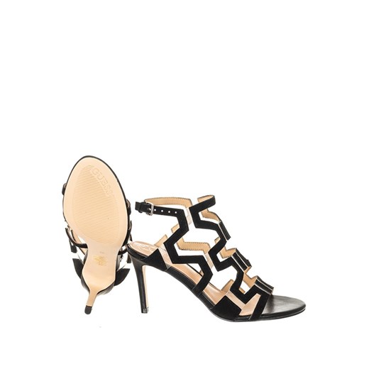 Sandały damskie Guess skórzane z klamrą gładkie na wysokim obcasie eleganckie 