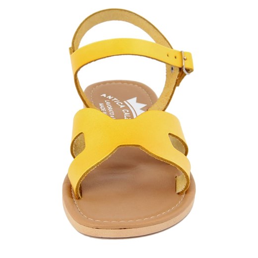 Sandały damskie żółte ANTICA CALZOLERIA bez wzorów płaskie z klamrą 