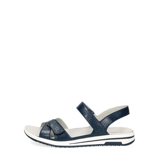 Granatowe sandały damskie Caprice bez wzorów1 bez obcasa na płaskiej podeszwie casualowe letnie 