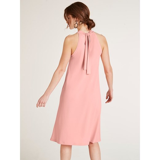 Sukienka Heine z dekoltem halter różowa luźna mini prosta 
