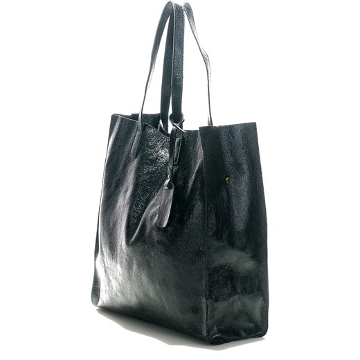 Skórzana torebka w kolorze czarnym - 37 x 40 x 15 cm