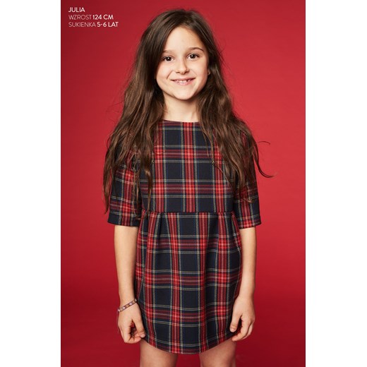 MAŁA SZARA FOR KIDS krata czerwona - sukienka dla dzieci Risk Made In Warsaw 3 - 4 lata