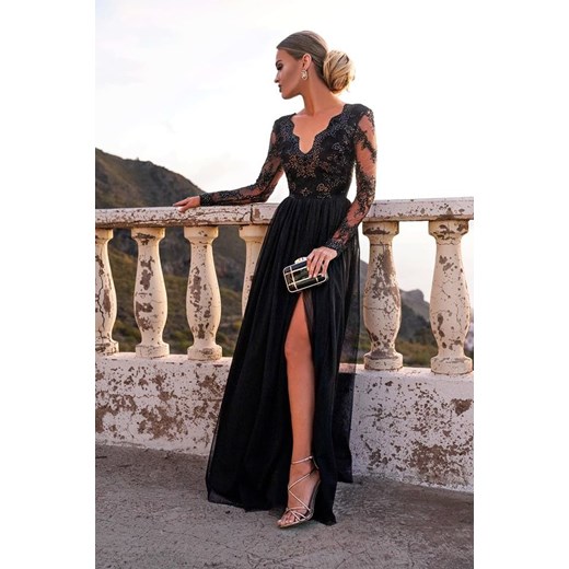 ADEL - długa suknia wieczorowa-czarny  Emo Sukienki M (38) okazyjna cena Pawelczyk24.pl 