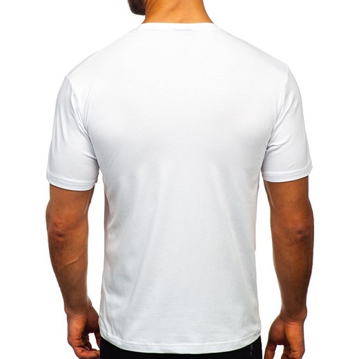 T-shirt męski Denley biały bez wzorów z krótkim rękawem 