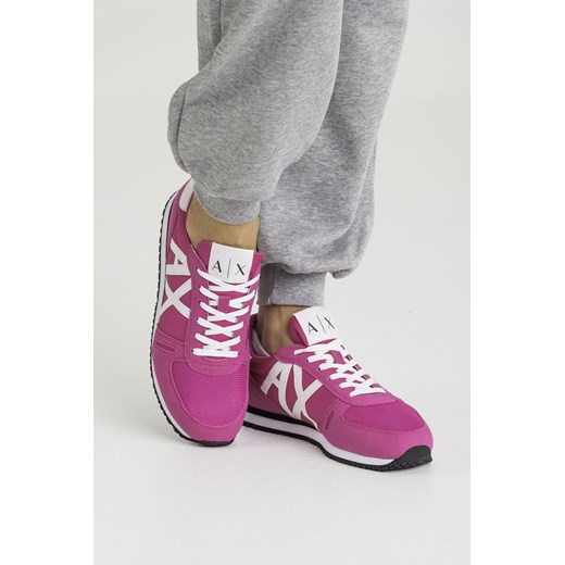 Buty sportowe damskie Armani Exchange sneakersy młodzieżowe różowe sznurowane płaskie 