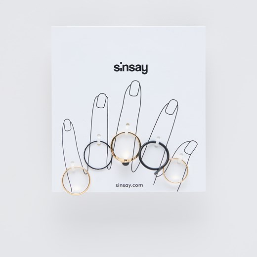 Sinsay - Zestaw pierścionków - Czarny  Sinsay One Size 