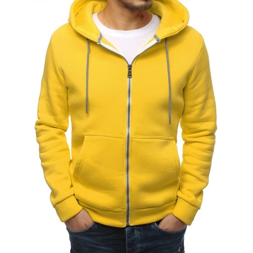 Bluza męska PREMIUM gładka żółta (bx4335)  Dstreet XL promocyjna cena  
