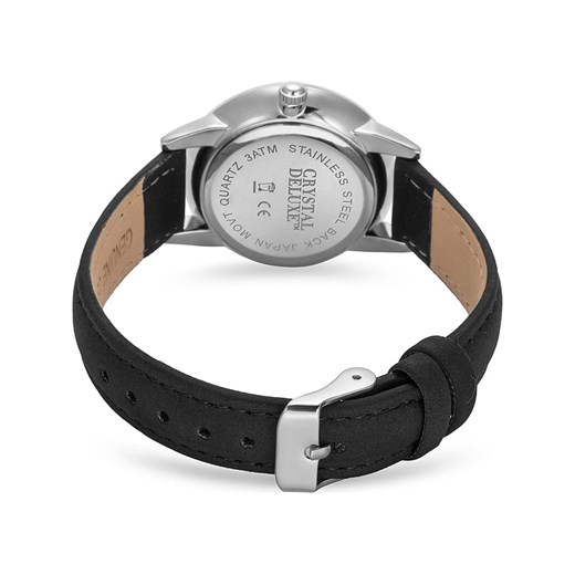 Zegarek kwarcowy "Coralie" w kolorze czarno-srebrno-białym Crystal Deluxe  OneSize wyprzedaż Limango Polska 