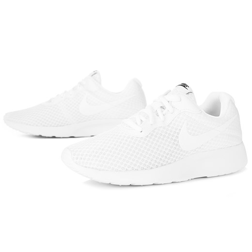 Białe buty sportowe damskie Nike do biegania tanjun na płaskiej podeszwie wiązane 