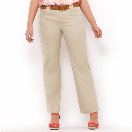 Szerokie spodnie z lnu i wiskozy la-redoute-pl bezowy lniane