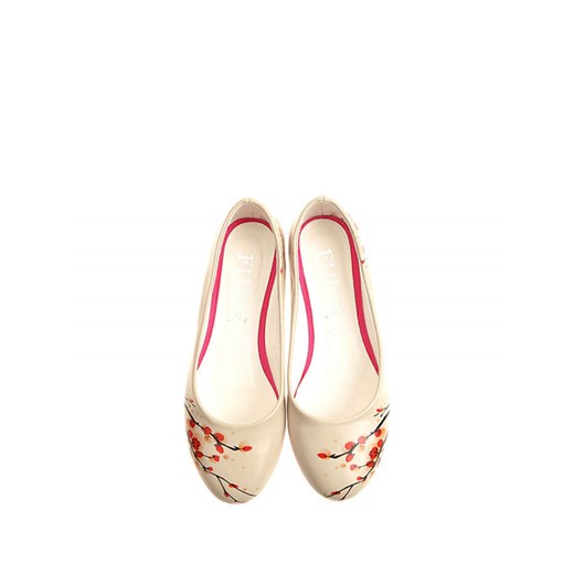 Goby Skórzane baleriny w kolorze beżowym