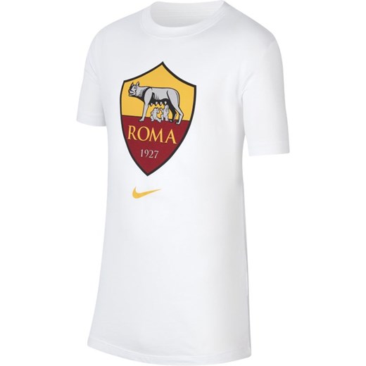 T-shirt dla dużych dzieci A.S. Roma - Biel