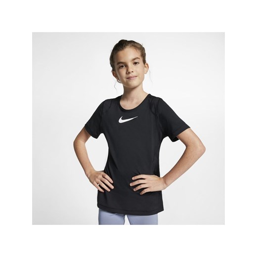 Bluzka dziewczęca Nike czarna z krótkimi rękawami 