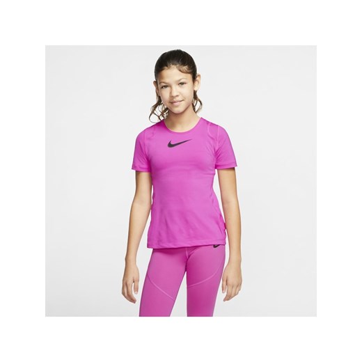Koszulka z krótkim rękawem dla dużych dzieci (dziewcząt) Nike Pro - Różowy