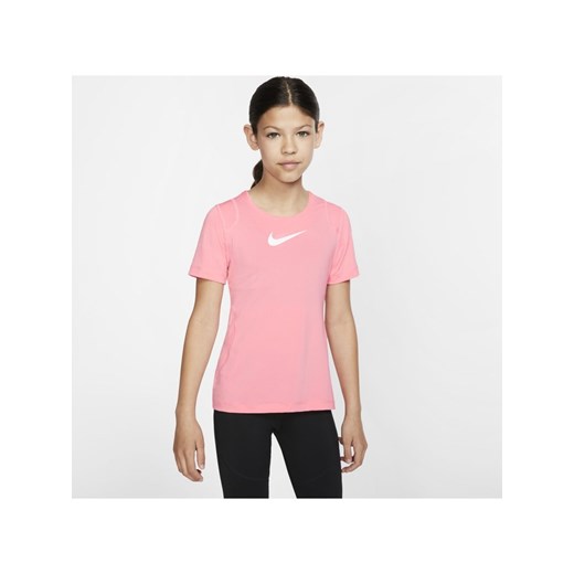 Koszulka z krótkim rękawem dla dużych dzieci (dziewcząt) Nike Pro - Różowy