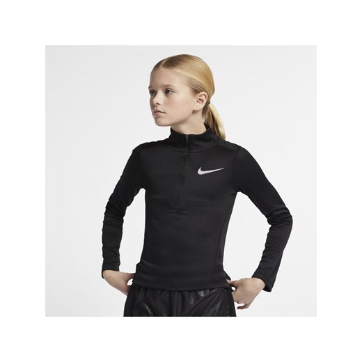 Bluzka dziewczęca Nike z długimi rękawami czarna bez wzorów 