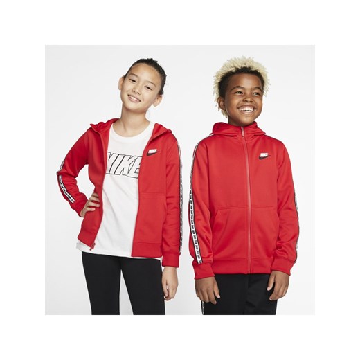 Bluza dla dużych dzieci z kapturem i zamkiem na całej długości Nike Sportswear - Czerwony