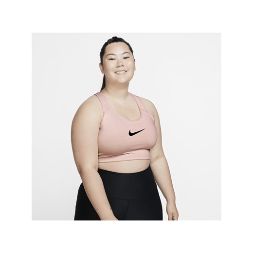 Damski stanik sportowy zapewniający średnie wsparcie Nike Swoosh (duże rozmiary) - Różowy