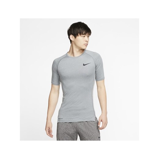 Męska koszulka z krótkim rękawem o przylegającym kroju Nike Pro - Szary