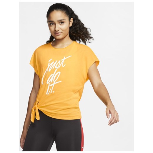 Damska koszulka treningowa z krótkim rękawem Nike Dri-FIT - Złoto
