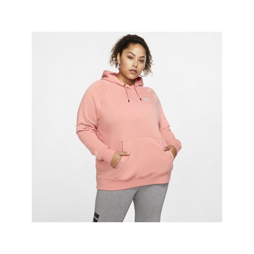 Damska dzianinowa bluza z kapturem (duże rozmiary) Nike Sportswear Essential - Różowy