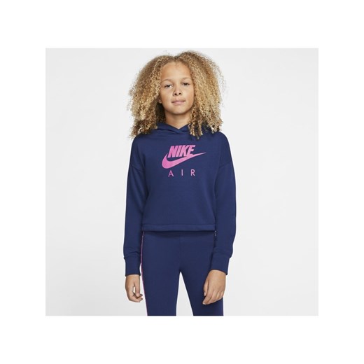 Bluza z kapturem o krótszym kroju dla dużych dzieci (dziewcząt) Nike Air - Niebieski