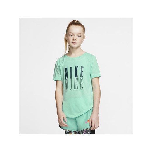 Koszulka treningowa z krótkim rękawem i nadrukiem dla dużych dzieci (dziewcząt) Nike Trophy - Zieleń