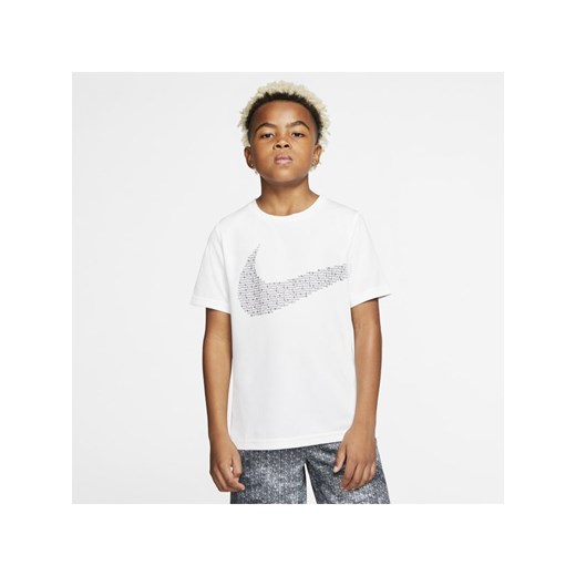 Koszulka treningowa z krótkim rękawem dla dużych dzieci (chłopców) Nike - Biel