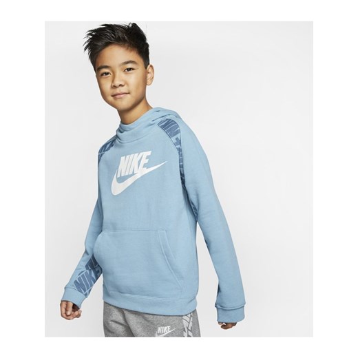 Dzianinowa bluza z kapturem dla dużych dzieci (chłopców) Nike Sportswear - Niebieski