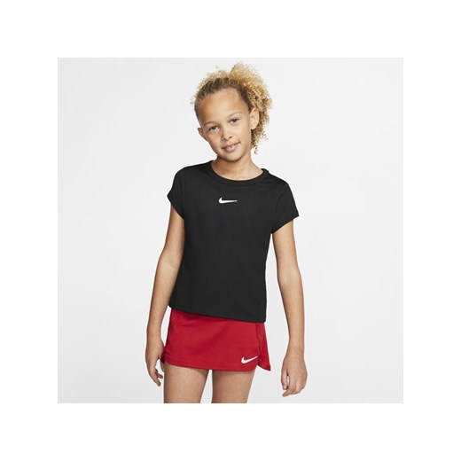 Koszulka do tenisa dla dużych dzieci (dziewcząt) NikeCourt Dri-FIT - Czerń