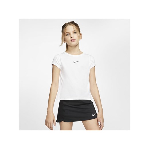 Dziewczęca koszulka do tenisa NikeCourt Dri-FIT - Biel