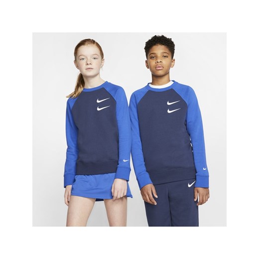 Dzianinowa bluza dla dużych dzieci (chłopców) Nike Sportswear Swoosh - Niebieski