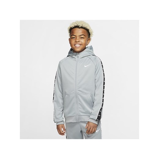Bluza z kapturem i zamkiem na całej długości dla dużych dzieci (chłopców) Nike Sportswear Swoosh - Szary