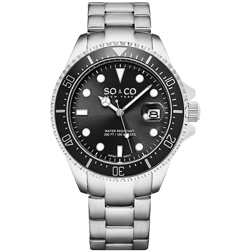 Zegarek kwarcowy "Yacht Timer" w kolorze srebrno-czarnym  So&co Ny OneSize wyprzedaż Limango Polska 