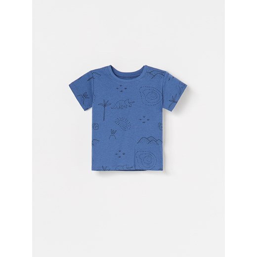 Reserved - Wzorzysta koszulka z dinozaurami - Niebieski  Reserved 92 